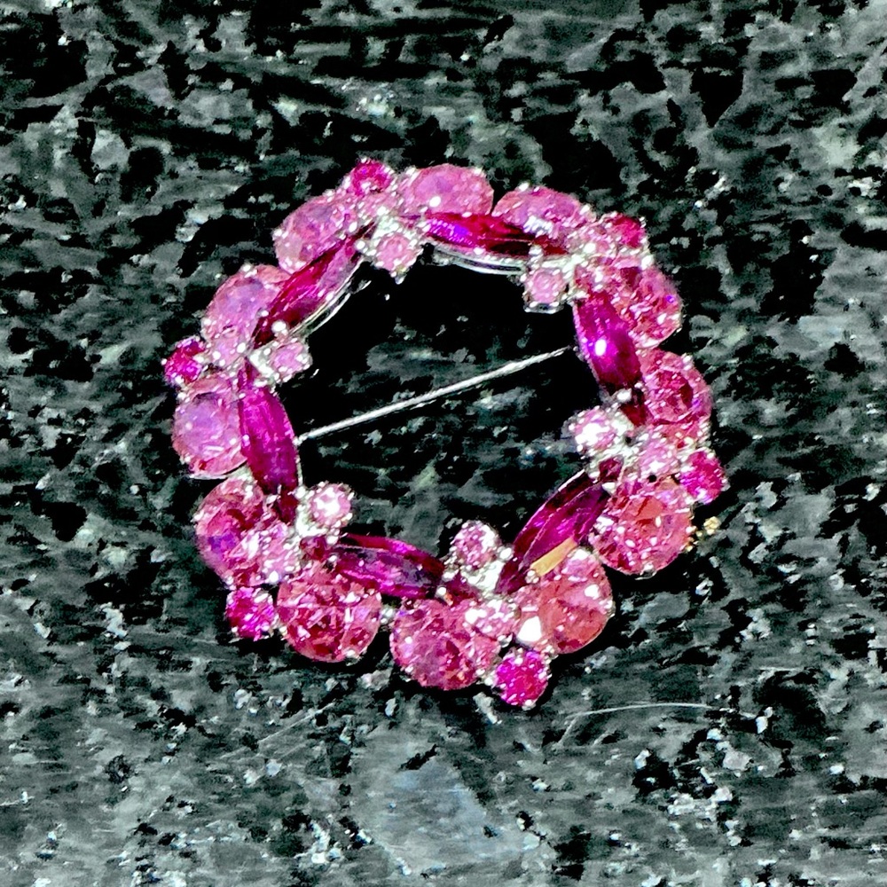 Vintage Sherman,Pink Crystal Brooch